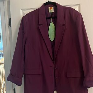 Farm Rio! New with tags! Oversized plum cotton blazer. Size XL! New with tags